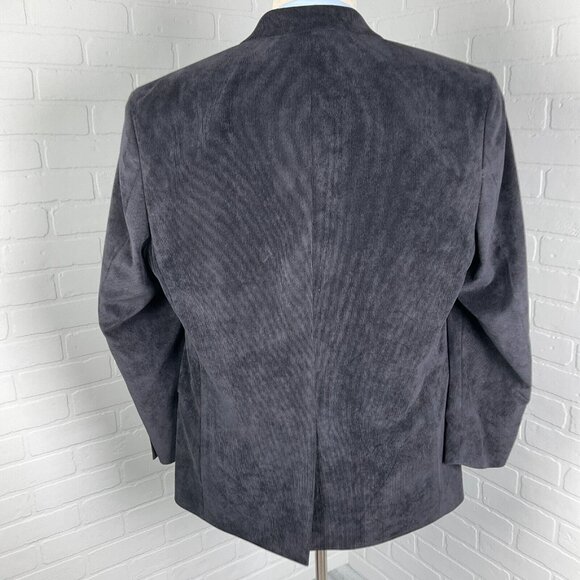 Chaps Blazer Men 44R Black Corduroy Classic Retro Academia Jacket Stretch Poly - Picture 4 of 14